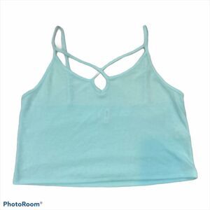 Miss Brand Ribbed Light Teal Cropped Tank‎ Top XL